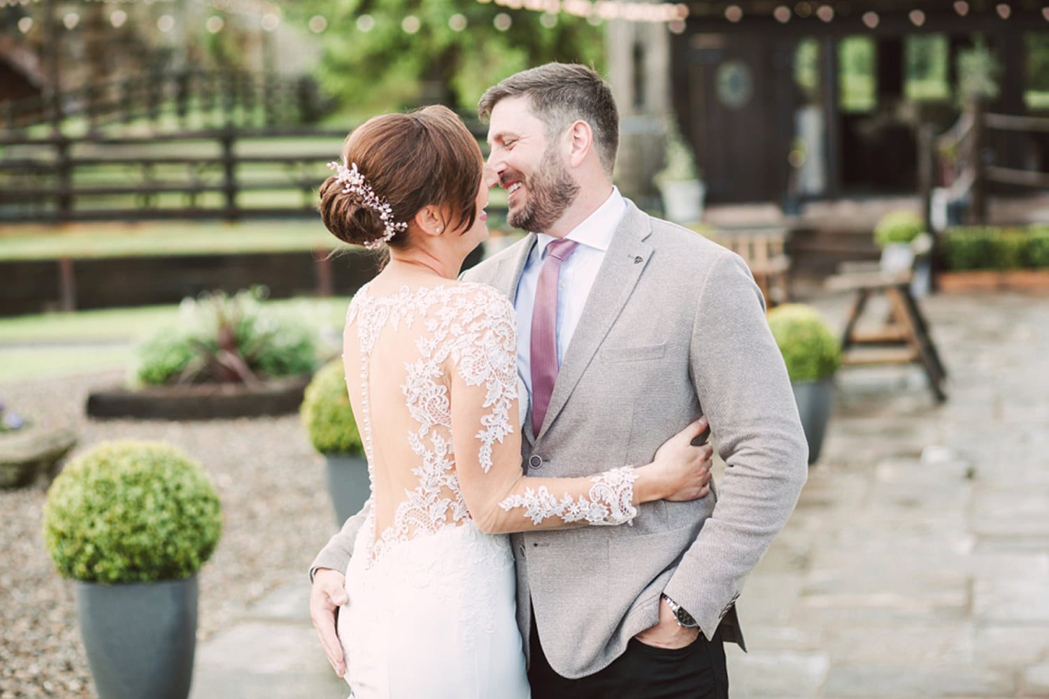 Rach and Rich enjoyed beautiful outdoor wedding photographs during a stormy day here at Tower Hill Barns