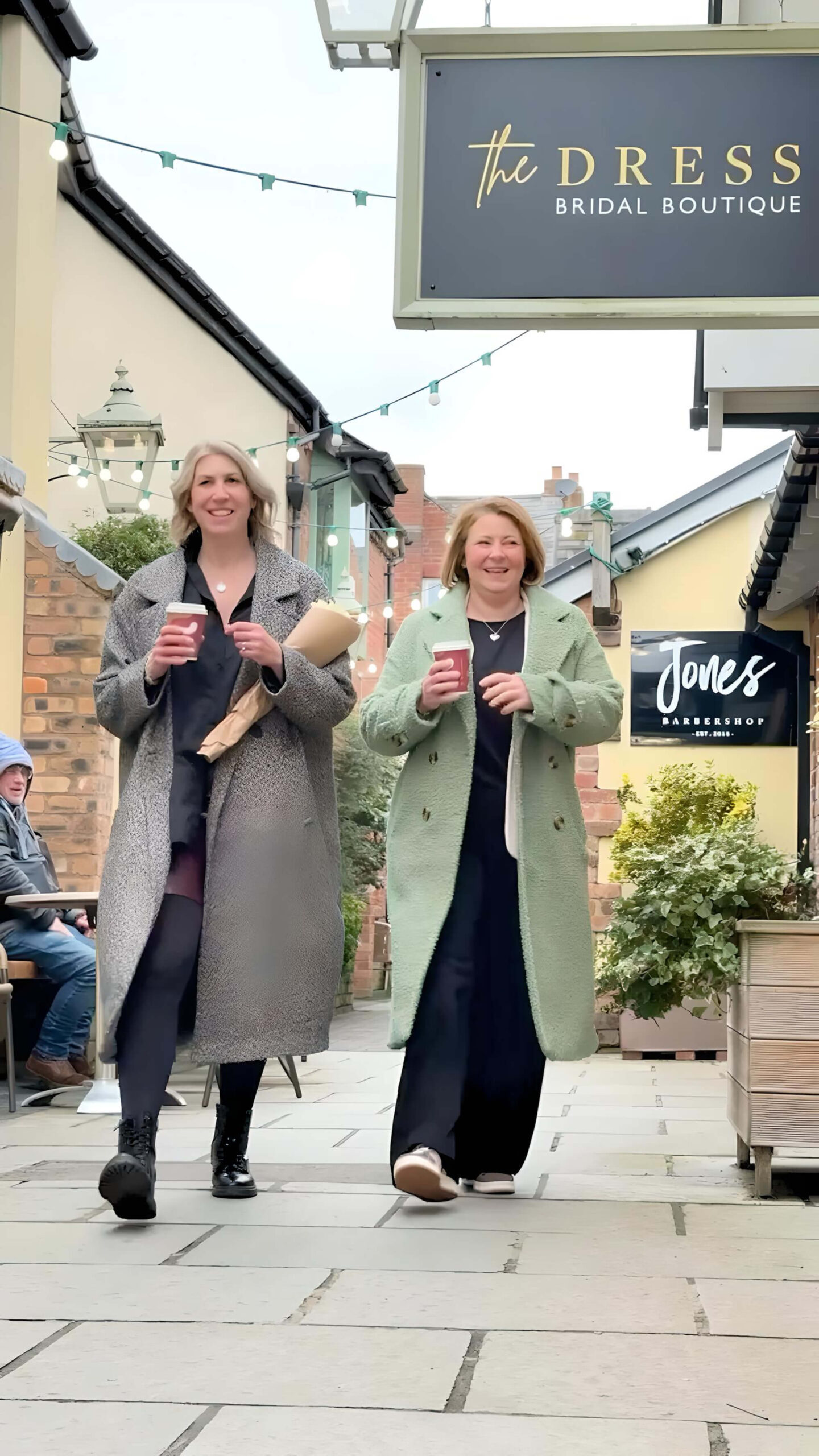 Kat and Jo stroll through the beautiful market town of Oswestry to The Dress Bridal Boutique, Shropshire.