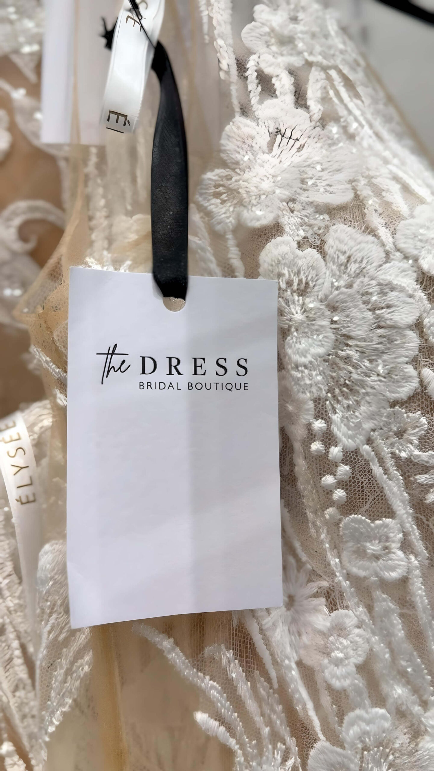 A wedding dress close up of a beautiful Elysee gown sold by The Dress Shop Bridal Boutique in Oswestry, Shropshire.