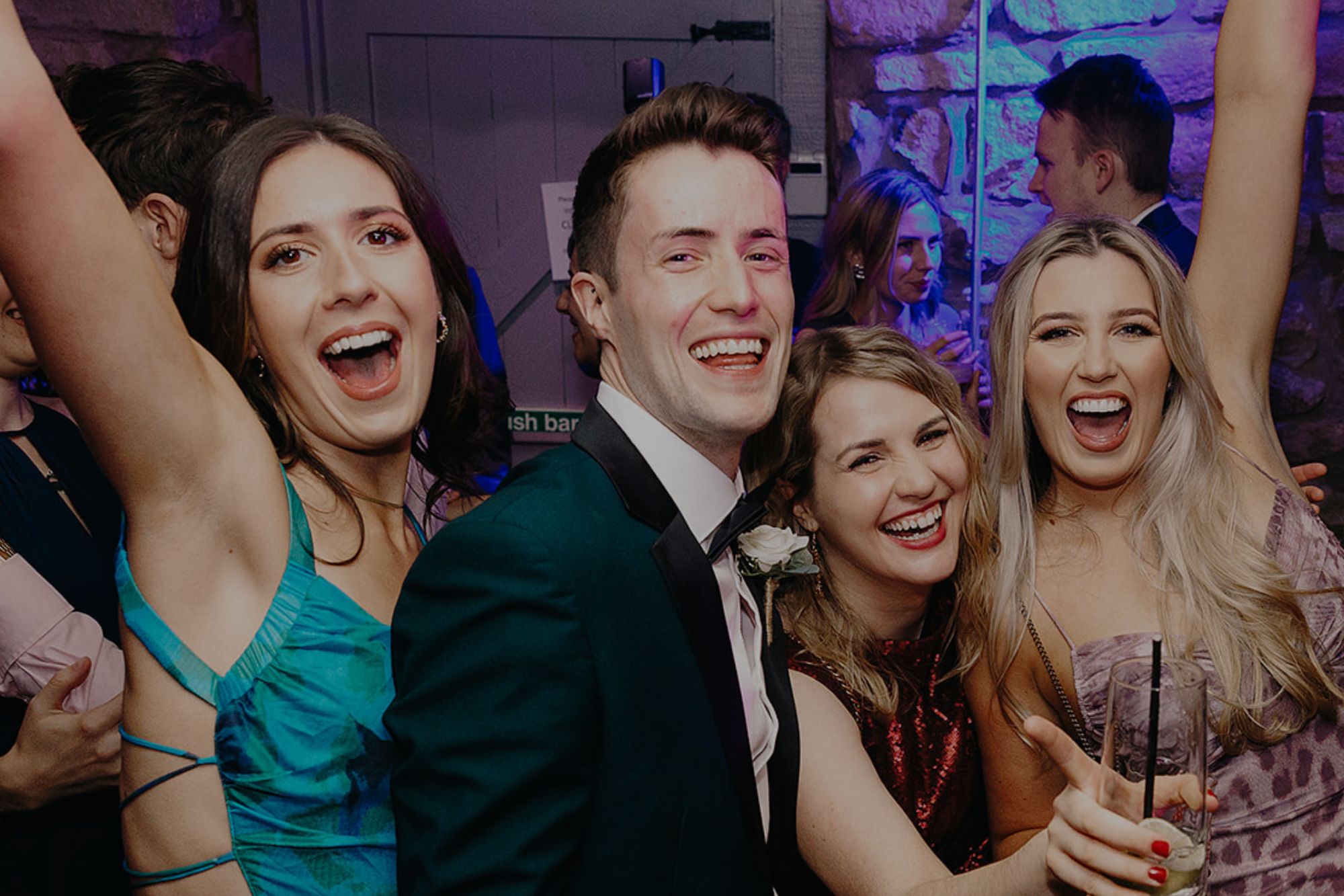 Party goers enjoying themselves in the Old Barn at Tower Hill Barns annual Christmas Party Night.